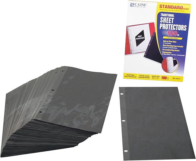 C-Line Traditional Standard Weight Poly Sheet Protectors, Clear, 8.5 x 11 Inches, 100 per Box (03213)