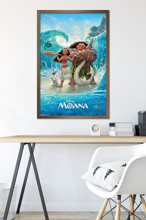 Disney Moana - Ocean Floor Wall Poster, 34L" x 22.4W", Bronze Framed Version