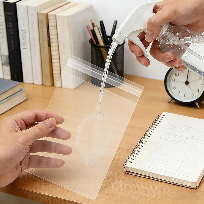 200 Pack Cellophane Bags Self Sealing, Resealable Clear Plastic Sleeves for 5 x 7 Inch Photos A6 A7 Paper Greeting Cards Postcards Art Prints Paintings Cookie Candy, 5-1/2 x 7-1/2 Inch