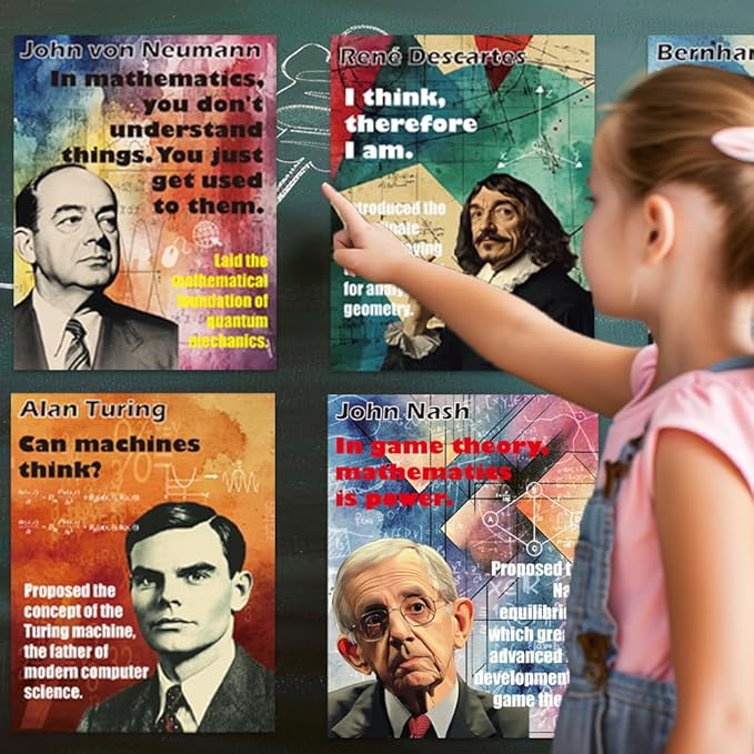 1step2dream Mathematician Posters Set | Math Classroom Decor, Middle School Math Posters, Engaging Science Classroom Decorations & Bulletin Board Kits - 11x14 Inch Motivational Wall Art for Math Enthusiasts
