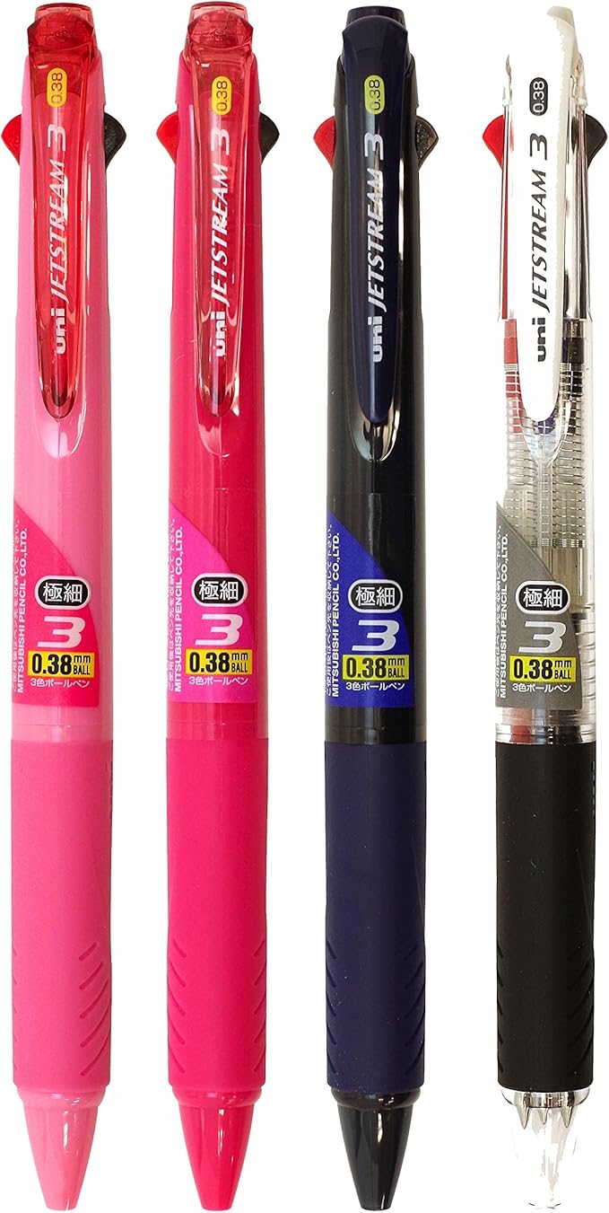 Uni Ballpoint Pen Jetstream 3 Color Black, Red, Blue Ink 0.38mm, Baby Pink (SXE340038.68)