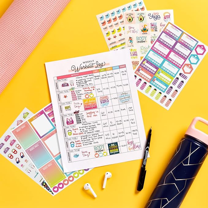 Avery Fitness Planner Stickers Pack, 30 Sheets, Health and Fitness, 1,362 Stickers for Your Planner, Journal or Calendar (6787)