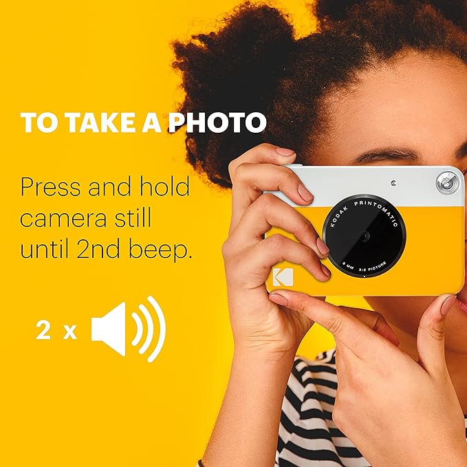 Kodak Printomatic Full-Color Instant Print Digital Camera - 75 Sheets Bundle - Prints On Zink 2x3 Sticky-Back Photo Paper - 5MP, Portable, Creative Fun Gift for Birthday, Christmas, Holiday - Black