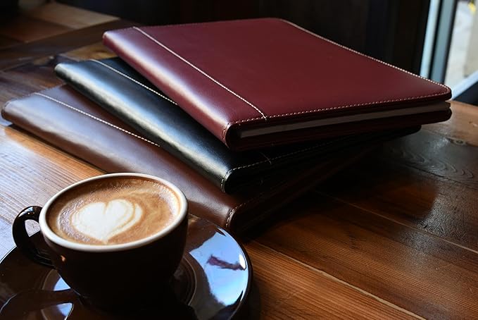 Samsill Contrast Stitch Faux-Leather Padfolio, Business Portfolio for Men and Women, Resume Document Organizer with 8.5 x 11 Inch Writing Pad, Black
