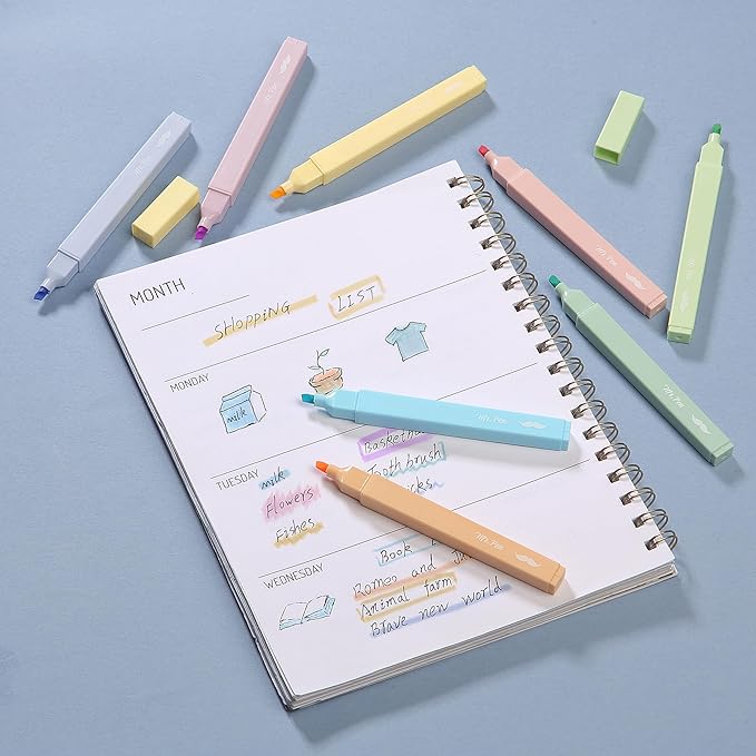 Mr. Pen- Aesthetic Highlighters, 8 pcs, Chisel Tip, Pastel Colors, Cute Highlighters Assorted Colors (Pack of 2)