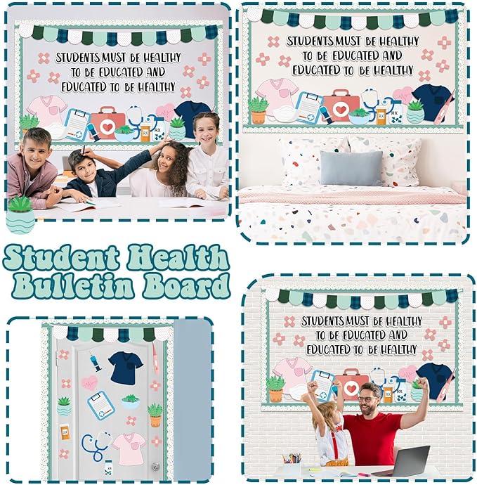 Healthy Bulletin Board Set Healthcare Workers Nurses Classroom Decorations Medical RN Cutouts for Students Doctor Hospital Nursing School Kindergarten Back to School RN Party Wall Supplies