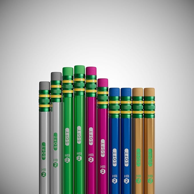 Ticonderoga Wooden Pencils, Pre-Sharpened, #2 HB Soft, Metallic Colors, 150 Count