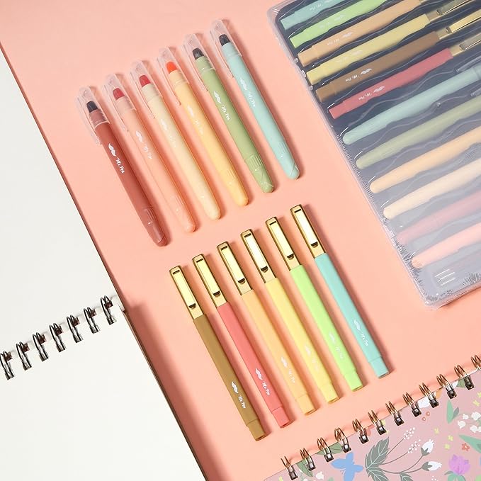 Mr. Pen- Bible Highlighters and Pens No Bleed with Case, Warm Earthy Tones, 19 pcs, 6 x Gel Highlighters, 6 x 0.7mm Ballpoint Bible Pens with 6 x Refills