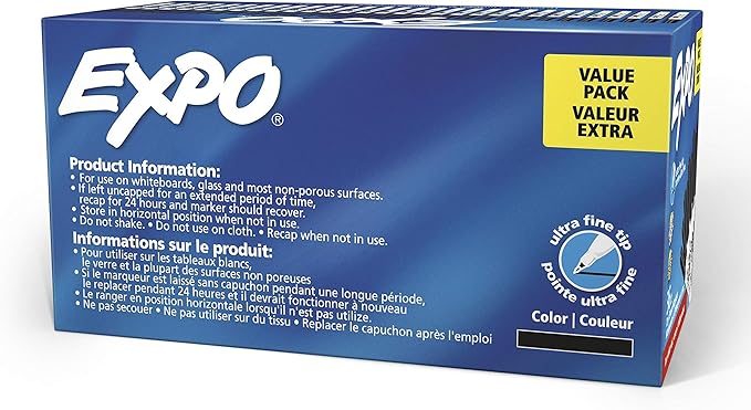 EXPO Low Odor Dry Erase Markers Ultra Fine Tip Black 36 Count
