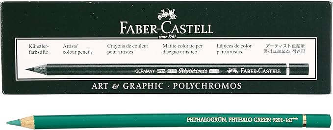 Faber Castel Polychromos Colored Pencils, 161, Phthalo Green, 6 Count
