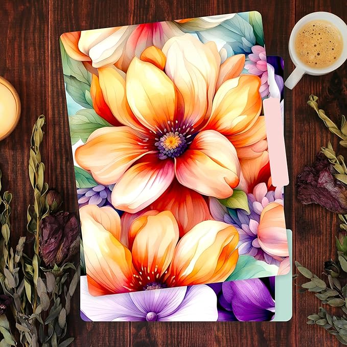 PARTH IMPEX 12 Pack Decorative Floral File Folders, 1/3 Cut Tab with Assorted Positions, Letter Size Paper Holders (9.75” x 11.75”) Matte Finish Laminated, Cute Fancy Folder for Office School Work