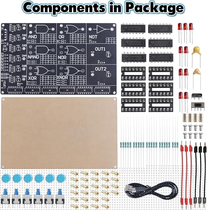 DIY Logic Gate Circuit Soldering Kit–Basic Logic Gate Learning Kit with Interactive LED Simulation, Electronics Soldering Practice Kit for Middle High School College Students STEM Education