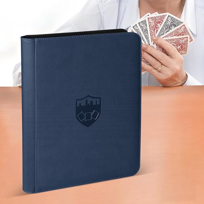 Trading Card Binder 9 Pocket, GERMUN PU Cover Card Binder for 360 Cards, Premium Trading Card Holder Folders, Double Sided Pocket Card Album for MTG, TCG (Blue)