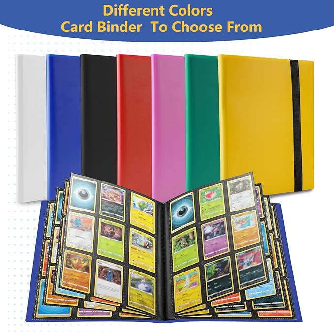 Card Binder, Premium Card Book for 360 Cards, Sturdy Card Album for Collectible Cards, Side-Loading Card Collection Folder for TCG, MTG, Yugioh, Other Game Cards, Sport Cards, Dark blue