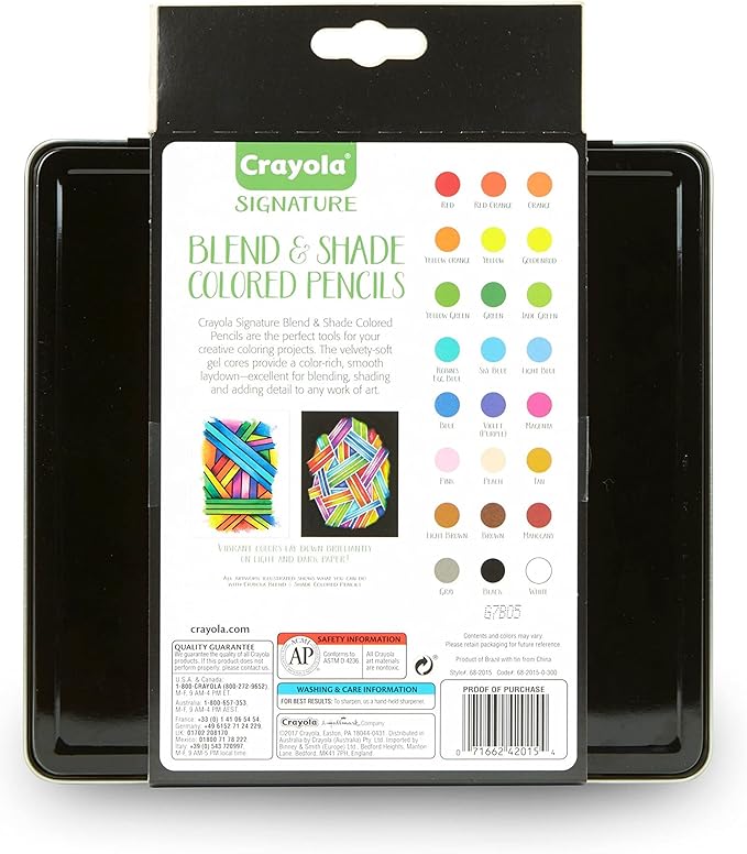 Crayola Signature Blend & Shade Soft Core Colored Pencils in Tin, Gift - 24 Count, Blend & Shade Colored Pencils