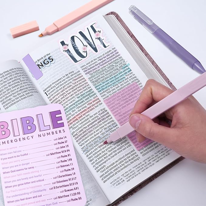 XKDOUS Bible Study Supplies Journaling Kit for Women, Bible Study Kit Journaling Supplies with Prayer Journal, Highlighters, Emergency Card, Pencil Case and More, Christian Gifts for Women, Purple