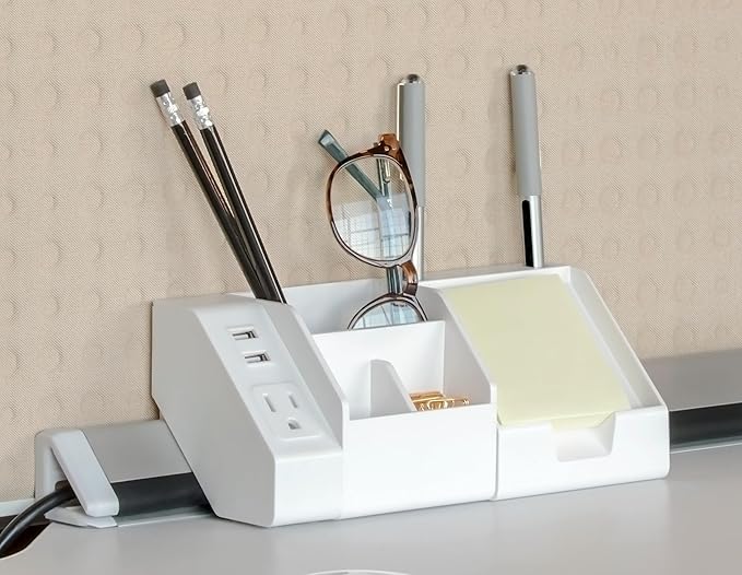 Bostitch Office Konnect Wide Pencil Holder Desk Organizer, Removable Lid & Dividers, Gray (KT-WCUP-Gray)