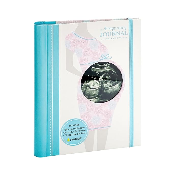 Pearhead My Pregnancy Journal, Pregnancy Memory Book with 7 Baby Keepsake Pockets, Photo Pages, Capture Every Milestone of Your Pregnancy, Gift for New Mom