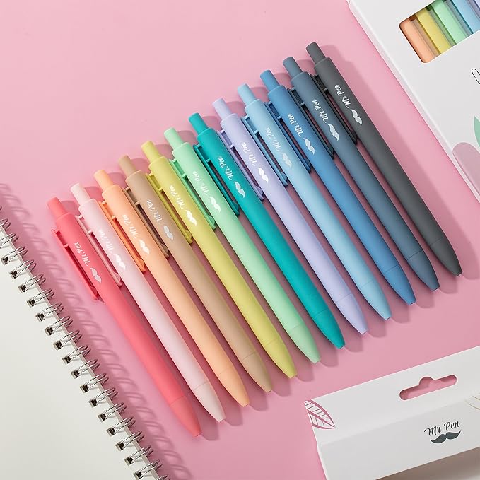 Mr. Pen- Retractable Gel Pens, 12 Pack, Fast Dry, Gel Pens Fine Point 0.7mm, Retractable Pens, Cute Pens