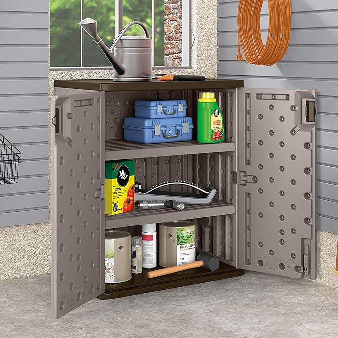 Suncast 36" Resin Base Garage Storage Cabinet, Platinum, Made in the USA
