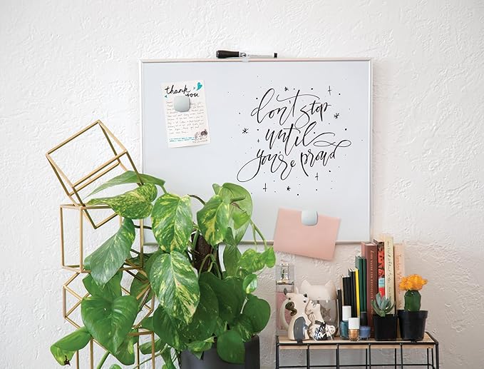 U Brands Magnetic Dry Erase Board White Board, 16" x 20", Silver Aluminum Frame, Includes Markers, Magnets, and Eraser