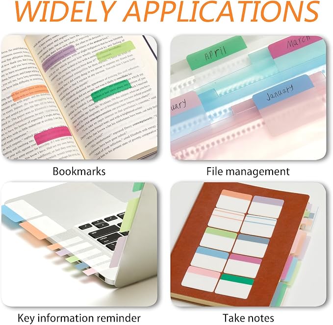 Sticky Index Tabs Book Page - 500Pcs 2 Inch Writable Colored Pages Markers,Repositionable File Tab Flags Labels Self Adhesive Reading Divider Sticker for Books, Binders, Notebook and Folders (Stylish)