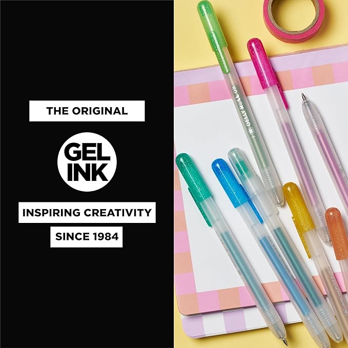SAKURA Gelly Roll Retractable Gel Pens Colored - Opaque Color Set - Art Gifts, Holiday Gifts & DIY Projects - Medium Point Ink Pen - With White, Gold & Silver Ink - 10 Pack