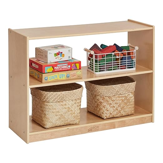 ECR4Kids 2-Shelf Mobile Island Storage Cabinet, Classroom Furniture, Natural