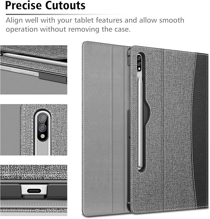 Fintie Case for Samsung Galaxy Tab S8/Tab S7 11 Inch (Model SM-X700/X706/T870/T875/T878) with Built-in S Pen Holder, Multiple Angle Portfolio Business Cover with Pocket Auto Sleep/Wake, Gray