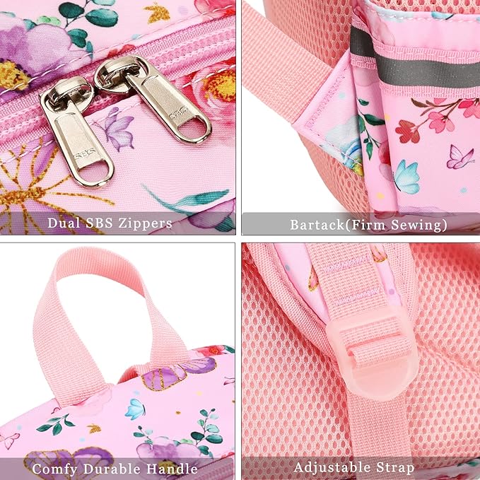 DSIUE Kids Backpack for Girls Elementary BookBags Teens Middle School Backpack with Lunch Box Butterfly Lake Blue