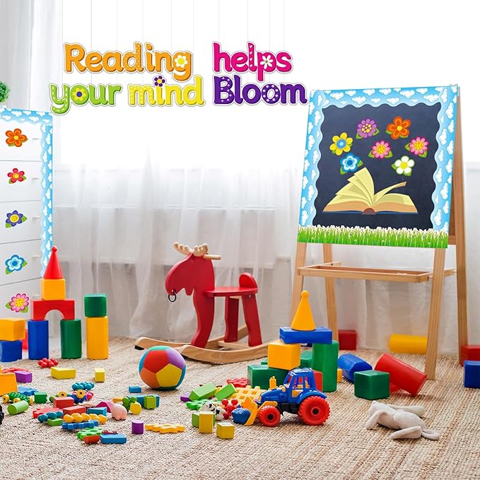 Spring Flowers Bulletin Board Decorations Set,Spring Classroom Decor Colorful Flowers Cutouts Bulletin Board for Spring Holiday Party School Classroom Home Window Wall Decor Supplies