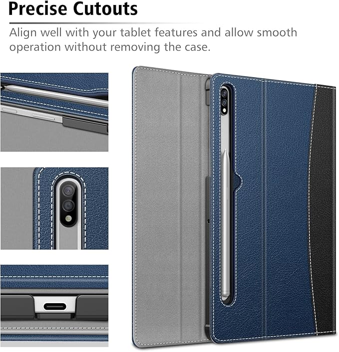 Fintie Case for Samsung Galaxy Tab S8/Tab S7 11 Inch (Model SM-X700/X706/T870/T875/T878) with Built-in S Pen Holder, Multiple Angle Portfolio Business Cover with Pocket Auto Sleep/Wake, Navy