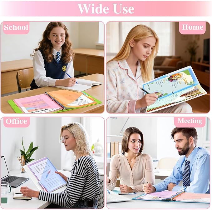 8-Tab Dividers for 3 Ring Binder, 48 Count Binder Dividers with Pockets, Subject Dividers, 3-Hole Plastics Sheets Protectors for US Letter Size in 0.5", 1",2" Binders, Vibrant 8 Color, 6 Packs