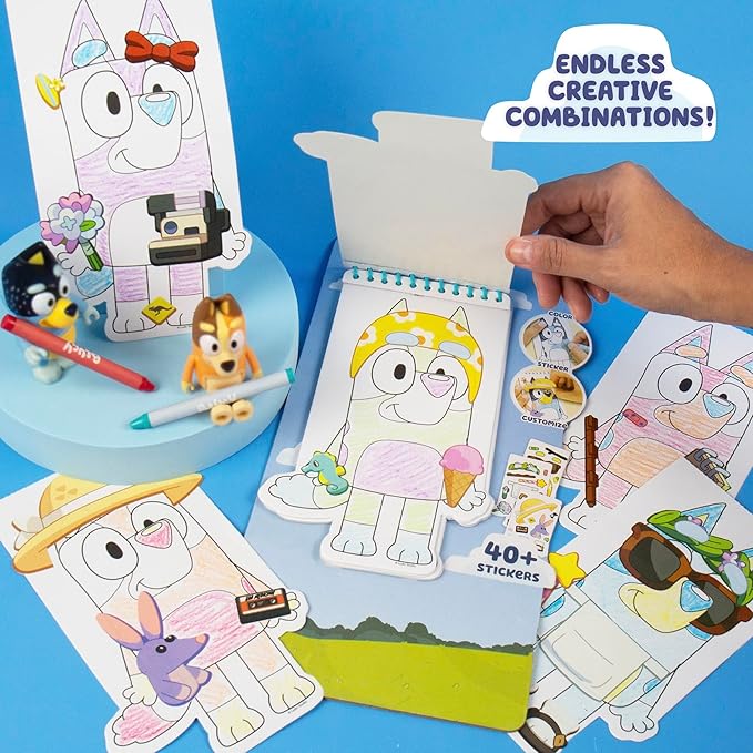 Bluey Sticker Activity Book, Includes 40 Stickers, Crayons, 2-in-1 Coloring & Sticker Book, Bluey Toys, Stickers for Kids, 5 Year Old Girl Gift, Coloring Books for Kids Ages 4-8, Toys & Games