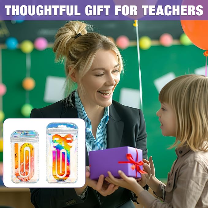 24 Pack Acrylic Sublimation Paper Clips Blanks, 4" X 2" 12Pcs Jumbo Sublimation Paper Clips with 12Pcs Gift Bags Personalized Paperclips Bookmark for DIY Crafts, Home Office School Supplies