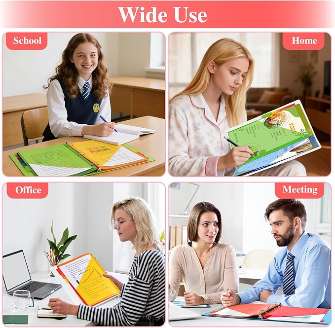 Binder Index Dividers with Tabs, 24 Count 3 Ring Binder Dividers with Pockets, 8 Tab Dividers for 3 Ring Binder, Plastic Sheet Protectors for US Letter Size, 8 Color Tab Dividers,3 Packs
