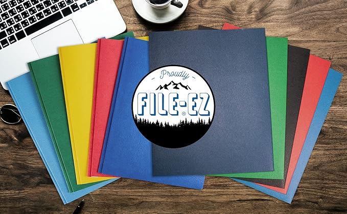 FILE-EZ Two-Pocket Folders, Yellow, 25-Pack, Textured Paper, Letter Size (EZ-32570)