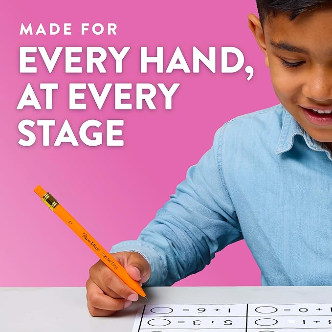 Paper Mate Handwriting Triangular Mechanical Pencil Set with Lead & Eraser Refills, 1.3mm, 8 Count - Back to School, Teacher Supplies, Home, Kids Writing, Fun Barrel Colors