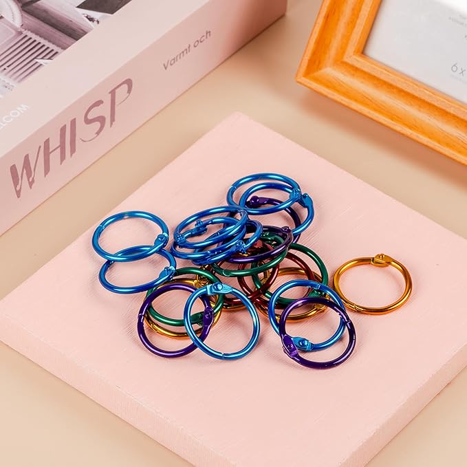 Mr. Pen- Loose Leaf Binder Rings, 72 Pack, Assorted Colors, 1 Inch, Metal, Small