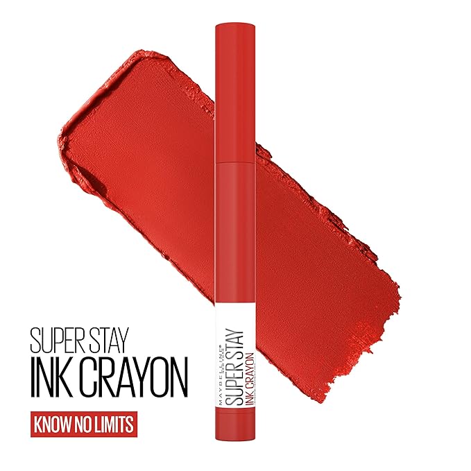 Maybelline SuperStay Ink Crayon Matte Longwear Lipstick With Built-in Sharpener, Know No Limits, 0.04 Ounce