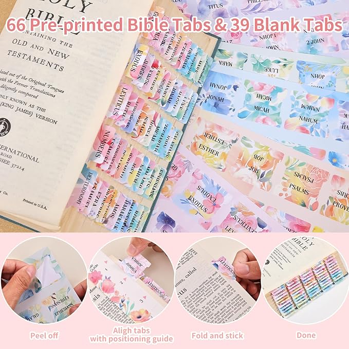 Bible Study Supplies Journaling Kit for Women, Bible Study Kit with 11 No Bleed Highlighters and Pens, 1 Sticky Notes of 30 Pages, 1 Index Stickers of 4 Colors, 105 Tabs for Christian Gifts