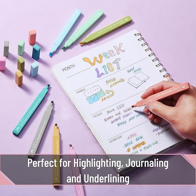 Mr. Pen- Bible Highlighters with Bible Verses, 8 Pack, Ocean, Aesthetic Highlighters, Markers No Bleed Through