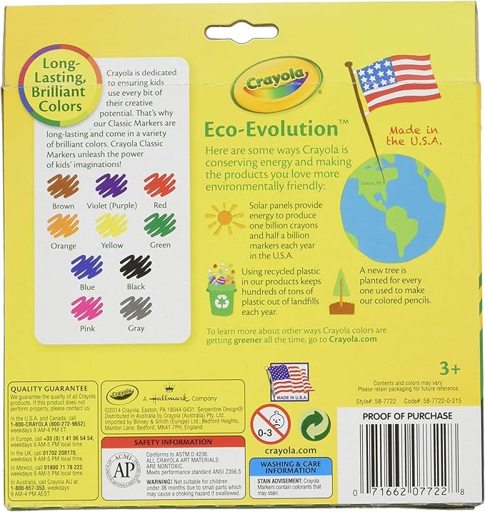 Crayola 58-7722 Classic Color Broad Line Markers 10 Count