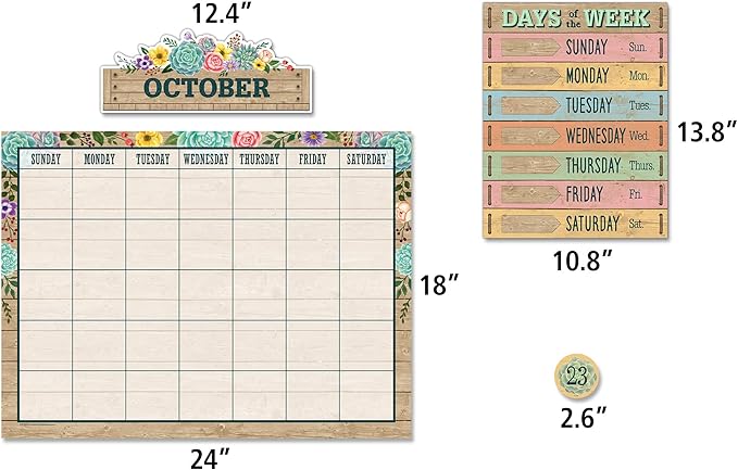 Teacher Created Resources Rustic Bloom Calendar Bulletin Board Set (TCR8593)