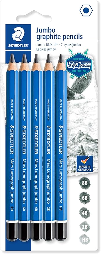 STAEDTLER PENCILS DRAWING MARS LUMOGRAPH JUMBO SET OF 5 (Pack of 2)