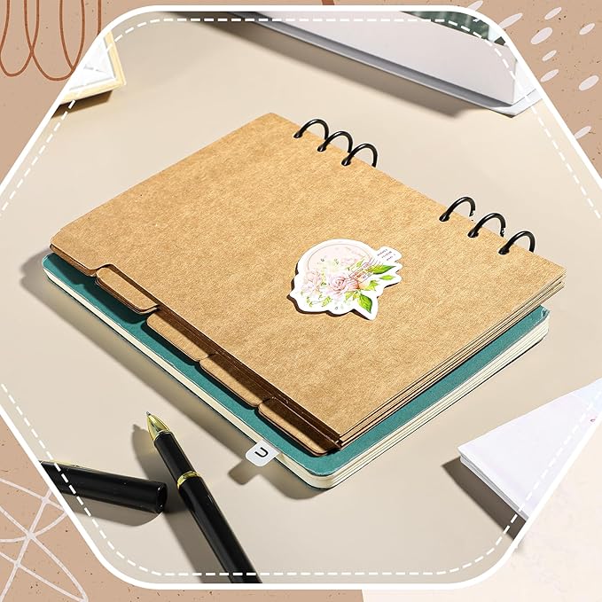 3 Sets A5 Paper Divider, 6 Hole Ring Binder Dividers, Notebook Index Page Tab Cards, for Travel Diary Binder Notebooks Journal Plan