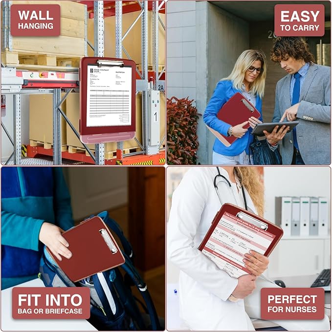 Sooez Clipboard with Storage, Clip Board 8.5 x 11 with Pen Holder, Plastic Organization Case Box for Letter Legal A4 Size Paper, Low Profile Clip, Nurses Teachers Must Haves, School & Office Supplies