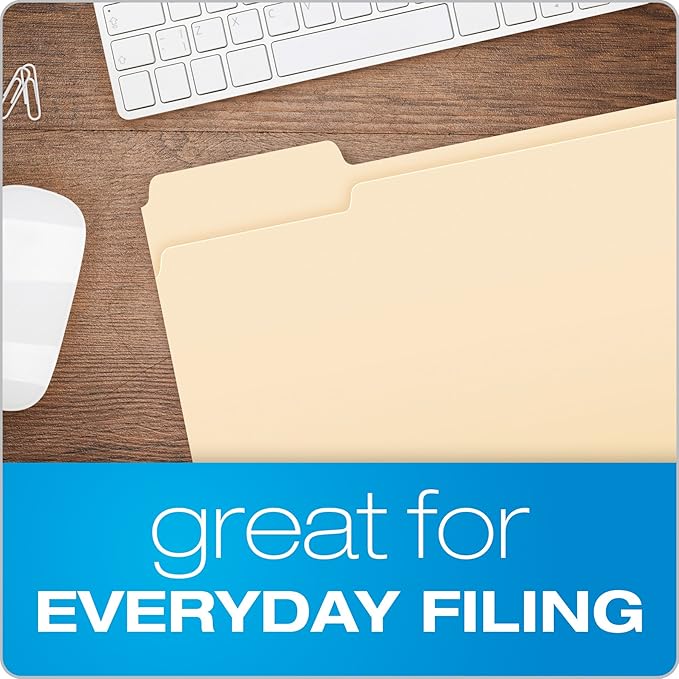 Island File Folder, Manila 1/3 Cut, Letter Size, 100 Count (370 1/3)