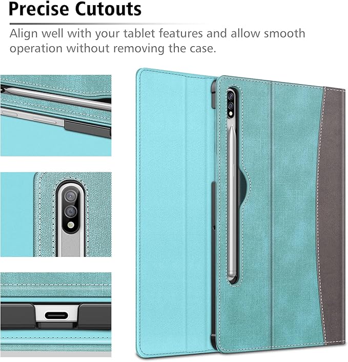 Fintie Case for Samsung Galaxy Tab S8/Tab S7 11 Inch (Model SM-X700/X706/T870/T875/T878) with Built-in S Pen Holder, Multiple Angle Portfolio Business Cover with Pocket Auto Sleep/Wake, Turquoise