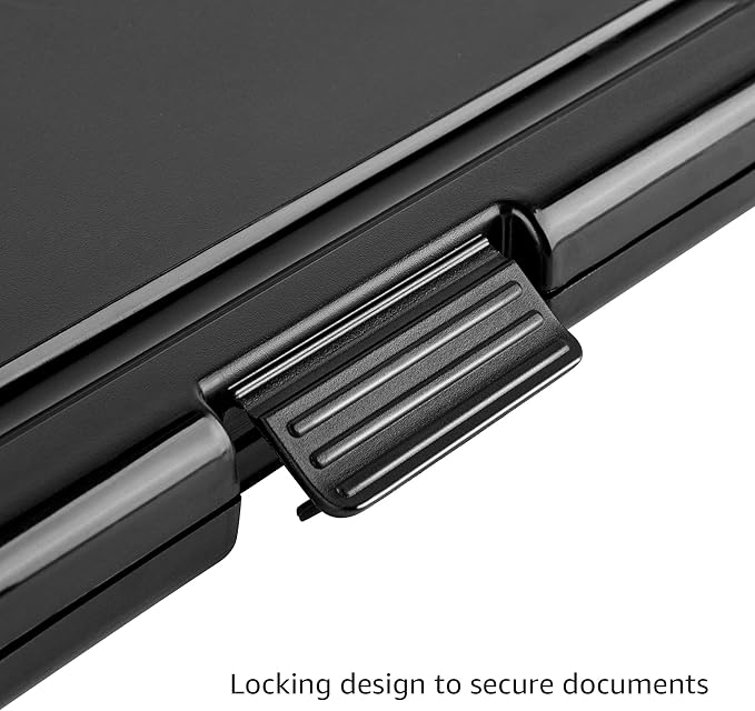 Amazon Basics Sturdy Plastic Storage Clipboard for School & Office Supplies, Lightweight, Black, 2-Pack